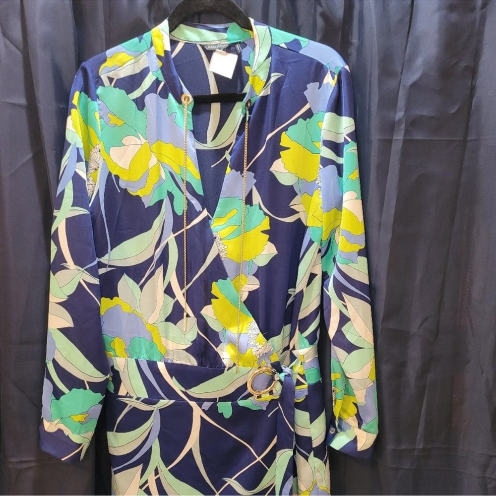 Euc Guess Marciano Beautiful Floral Silk Shirt Party Wrap Dress M